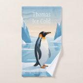 Penguin on ice floe in icy landscape badhandtuch set (Handtuch)