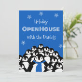 Penguin Open House Weihnachts-Party Einladung (Stehend Vorderseite)