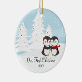 Penguin-Paar-Liebe-niedliche erste Keramikornament (Rechts)