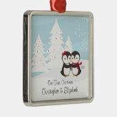 Penguin-Paar-Liebe-niedliche erste Ornament Aus Metall (Rechts)
