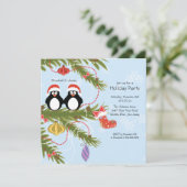 Penguin-Paar-Weihnachtsfeiertags-Party Einladung (Stehend Vorderseite)