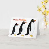 Penguin Parade Geburtstag Karte (Gelbe Blume)