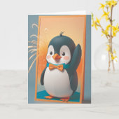 Penguin Party Attire Karte (Gelbe Blume)
