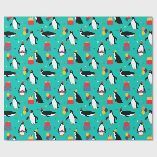 Penguin-Party Geschenkpapier (Flach)