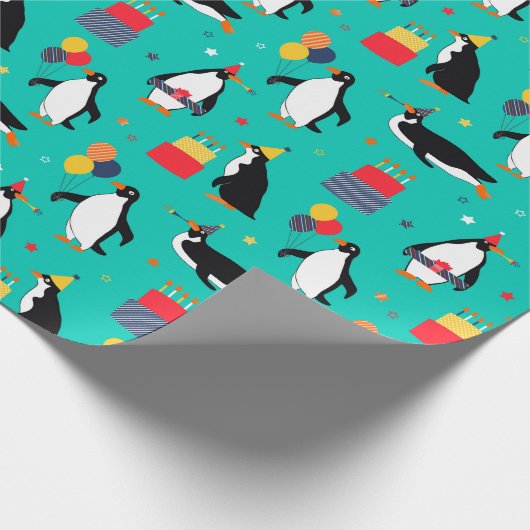 Penguin-Party Geschenkpapier (Ecke)