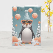 Penguin Party Wishes Karte (Gelbe Blume)