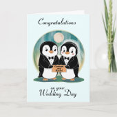 Penguin Personalisiert Wedding Karte (Vorderseite)