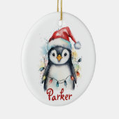 Penguin Personalisierte Weihnachtsfeier Keramik Ornament (Rechts)