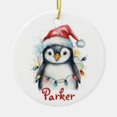 Penguin Personalisierte Weihnachtsfeier Keramik Ornament (Vorne)