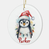 Penguin Personalisierte Weihnachtsfeier Keramik Ornament (Links)