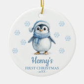 Penguin Personalized Baby's First Christmas Keramik Ornament (Vorne)