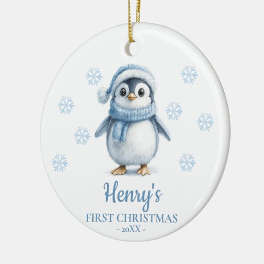Penguin Personalized Baby's First Christmas Keramik Ornament (Links)