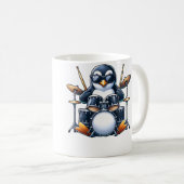 Penguin Playing Drums Rock Band Musician Funny Win Kaffeetasse (VorderseiteRechts)