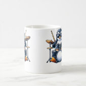 Penguin Playing Drums Rock Band Musician Funny Win Kaffeetasse (Mittel)