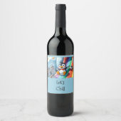 Penguin plays on a slide weinetikett (Vorderseite)