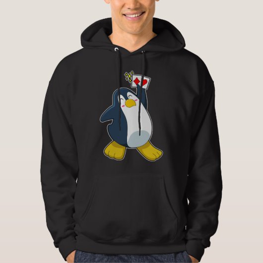 Penguin Poker Poker cards Card game Hoodie (Vorderseite)