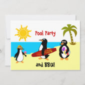 Penguin Pool Party / Beach Party Einladung (Vorderseite)