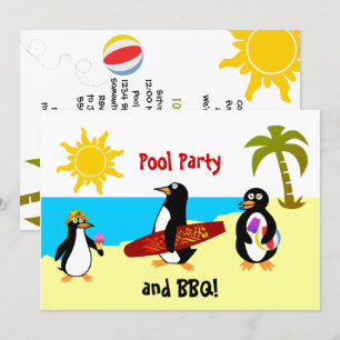 Penguin Pool Party / Beach Party Einladung