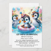 Penguin Pool Party Geburtstagseinladung Einladung (Vorne/Hinten)