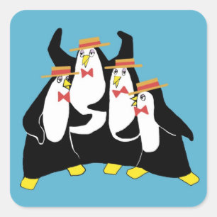 Penguin Quartett Quadratischer Aufkleber