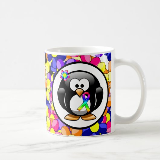 Penguin Rainbow Awareness Ribbon Kaffeetasse (Rechts)