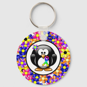 Penguin Rainbow Awareness Ribbon Schlüsselanhänger
