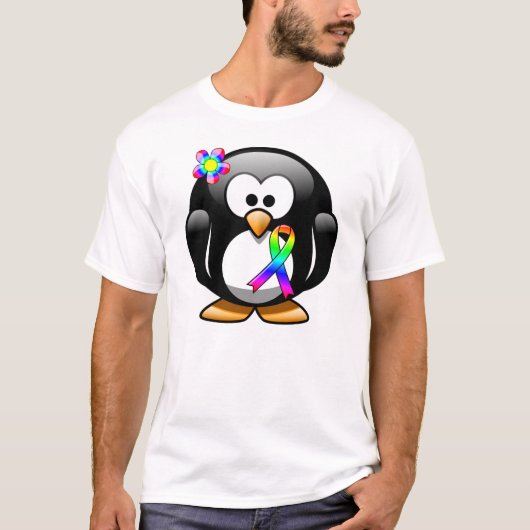 Penguin Rainbow Awareness Ribbon T-Shirt (Vorderseite)