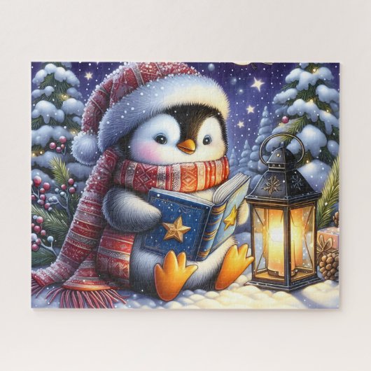 Penguin Reading Christmas Book Puzzle (Horizontal)