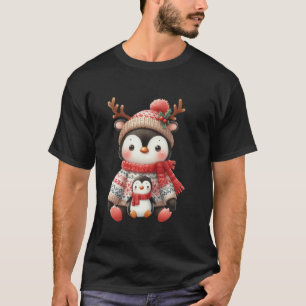Penguin Reindeer Hat Santa Christmas Funny Pinguin T-Shirt