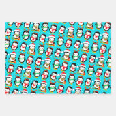 Penguin Reindeer Santa Claus Elf Weihnachtsfeierta Geschenkpapier Set (Vorderseite)