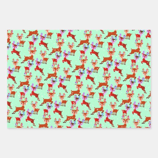 Penguin Reindeer Santa Claus Elf Weihnachtsfeierta Geschenkpapier Set (Vorderseite 3)