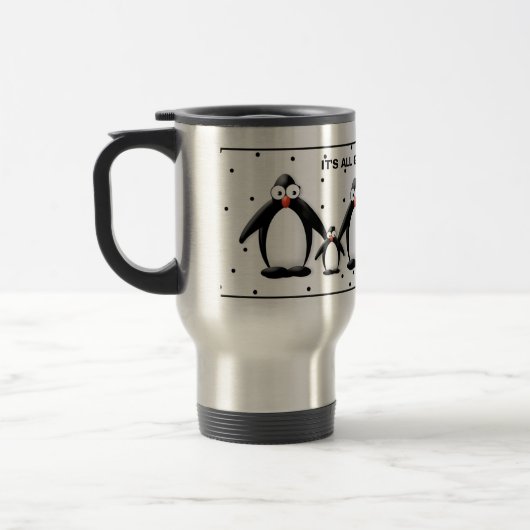 PENGUIN REISE MUG - ES IST ALLES GUT, richtig? Reisebecher (Links)