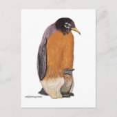 Penguin Robin with Chick Postkarte (Vorderseite)