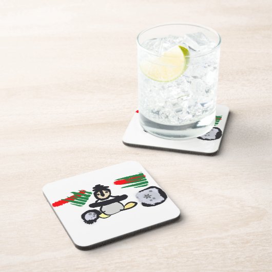 Penguin rock Christmas  Getränkeuntersetzer (Rechte Seite)
