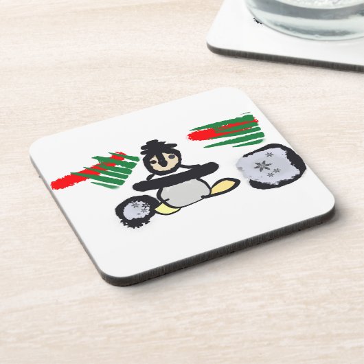 Penguin rock Christmas  Getränkeuntersetzer (Linke Seite)