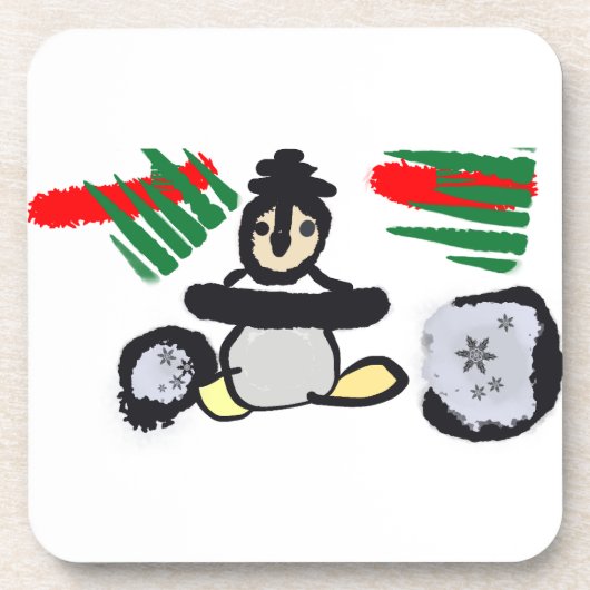 Penguin rock Christmas Getränkeuntersetzer (Vorderseite)