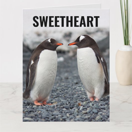 PENGUIN ROMANTIC BIRTHDAY GROSSE GREETKARTE KARTE (Vorderseite)