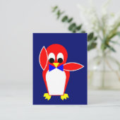 Penguin - Rot Postkarte (Stehend Vorderseite)