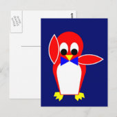 Penguin - Rot Postkarte (Vorne/Hinten)