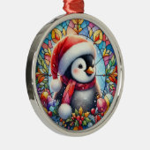 Penguin Round Ornament Aus Metall (Rechts)