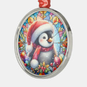 Penguin Round Ornament Aus Metall (Links)