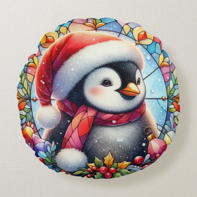 Penguin Round Throw Kissen (Vorderseite)