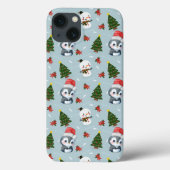 Penguin Santa Happy Frohe Weihnachtsbaumstruktur M Case-Mate iPhone Hülle (Rückseite)