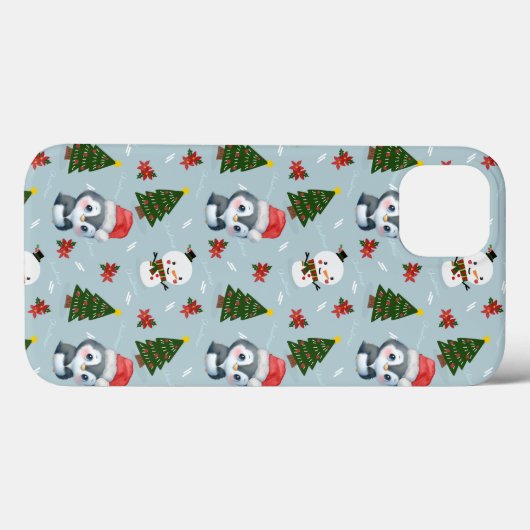 Penguin Santa Happy Frohe Weihnachtsbaumstruktur M Case-Mate iPhone Hülle (Rückseite (Horizontal))