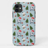 Penguin Santa Happy Frohe Weihnachtsbaumstruktur M Case-Mate iPhone Hülle (Rückseite)
