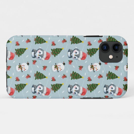 Penguin Santa Happy Frohe Weihnachtsbaumstruktur M Case-Mate iPhone Hülle (Rückseite (Horizontal))