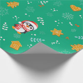 Penguin Santa Happy Frohe Weihnachtsbaumstruktur M Geschenkpapier (Ecke)