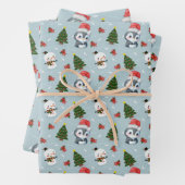 Penguin Santa Happy Frohe Weihnachtsbaumstruktur M Geschenkpapier Set (Beispiel)