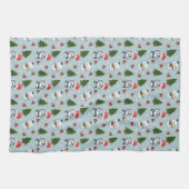 Penguin Santa Happy Frohe Weihnachtsbaumstruktur M Geschirrtuch (Horizontal)