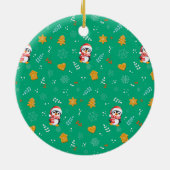 Penguin Santa Happy Frohe Weihnachtsbaumstruktur M Keramik Ornament (Hinten)